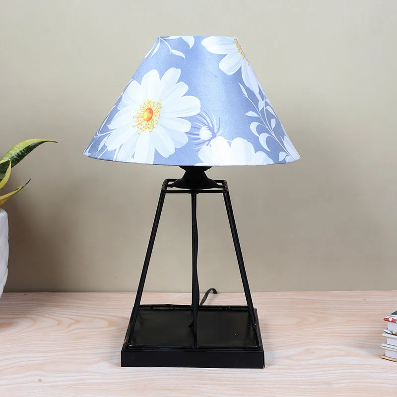 Daisy Blooms Aeon Printed Metal Table Lamp - White,Blue,Black media 3
