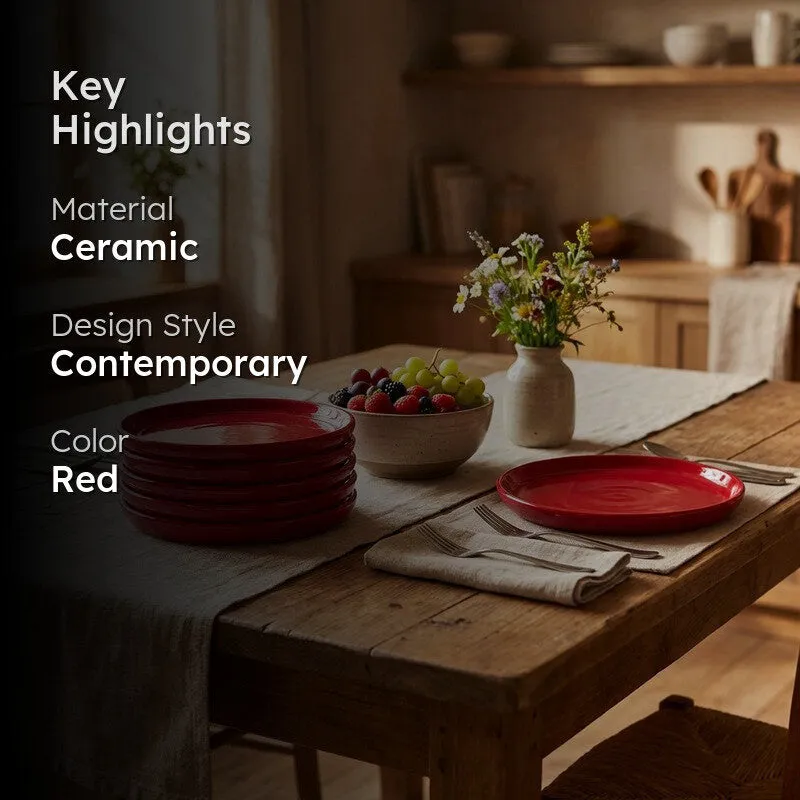 Ceramic Quarter Plate (Red) - Set Of Six media 2