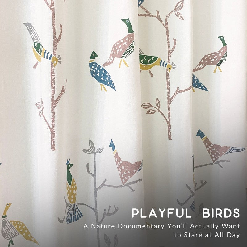 Tranquebar Home Nature Wings I Cotton Curtains(Blue) - Set Of Two media 5