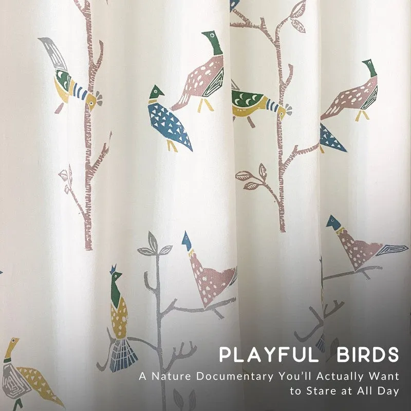 Tranquebar Home Nature Wings I Cotton Curtains(Blue) - Set Of Two media 5