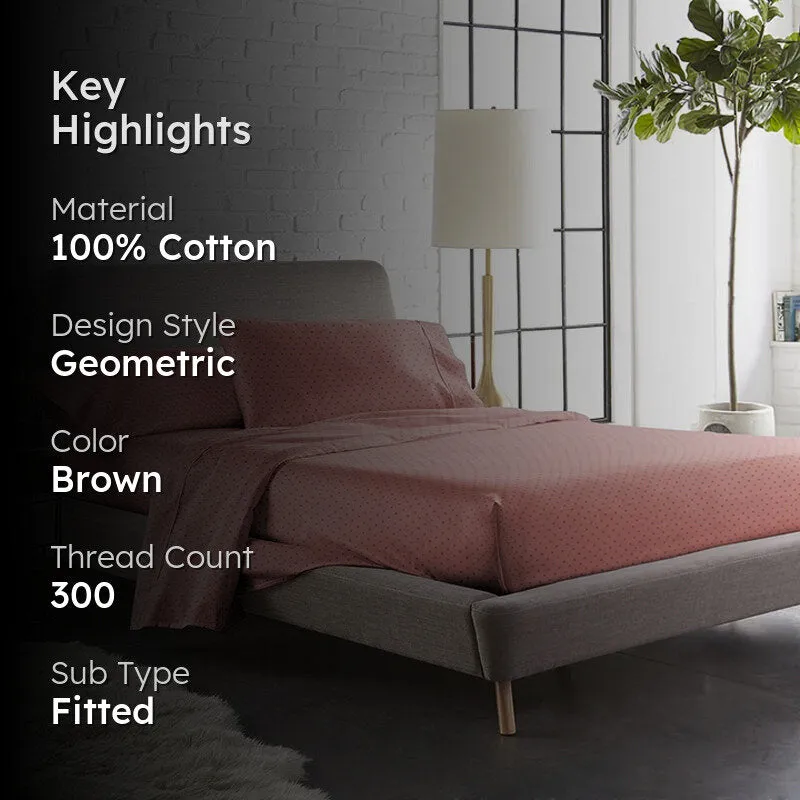 Swiss Dot Fitted Cotton Bedsheet (Earthy Rose) - 300 TC media 2