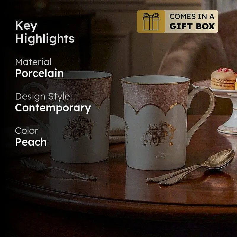 Gilded Legacy 24k Gold Brushed Porcelain Coffee Mug (300 mL Each) - Set of Two media 2