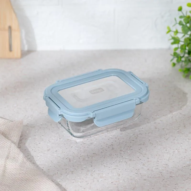 Boro Glass Lunch Box With Steel Lid (Grey) - 370 ML media 1