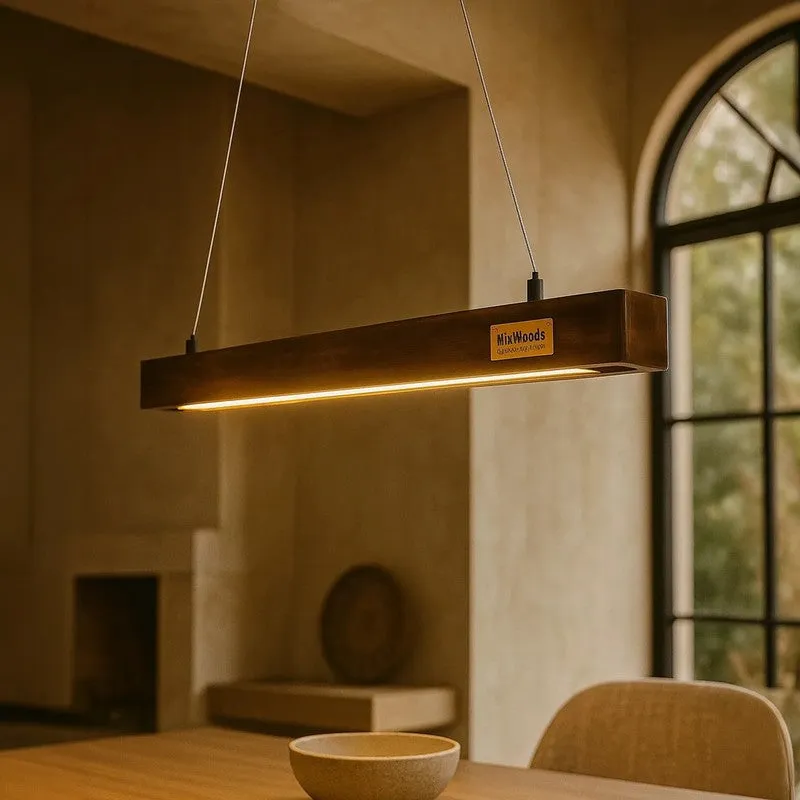 Slim Rose Wood LED Pendant Lamp media 3