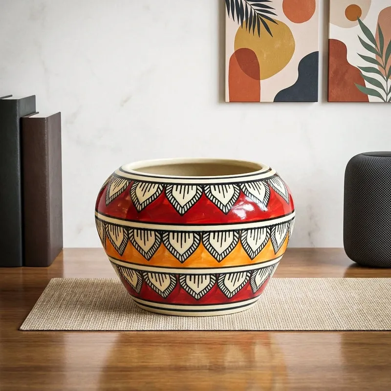 Navya Ethnic Planter - Red & Yellow media 1