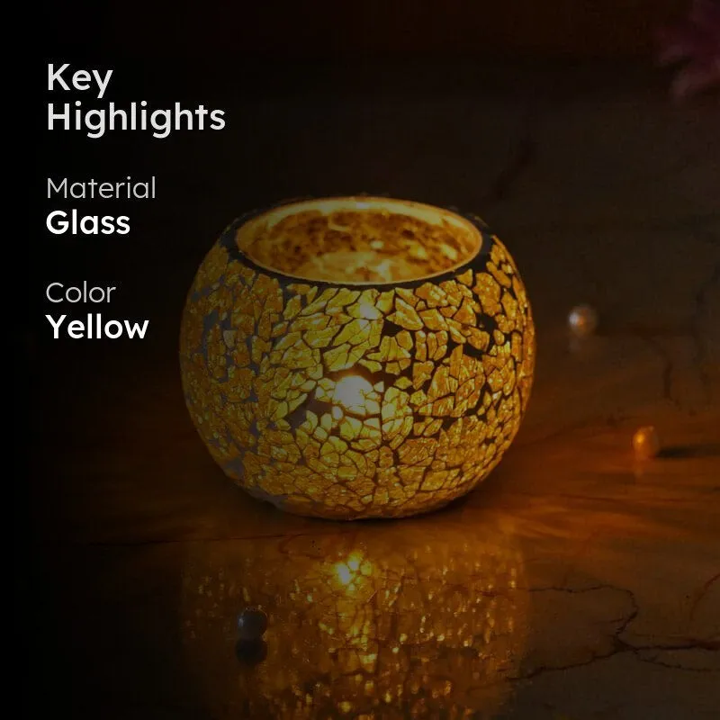 Sabaa Mosaic Tealight Candle Holder - Yellow media 2