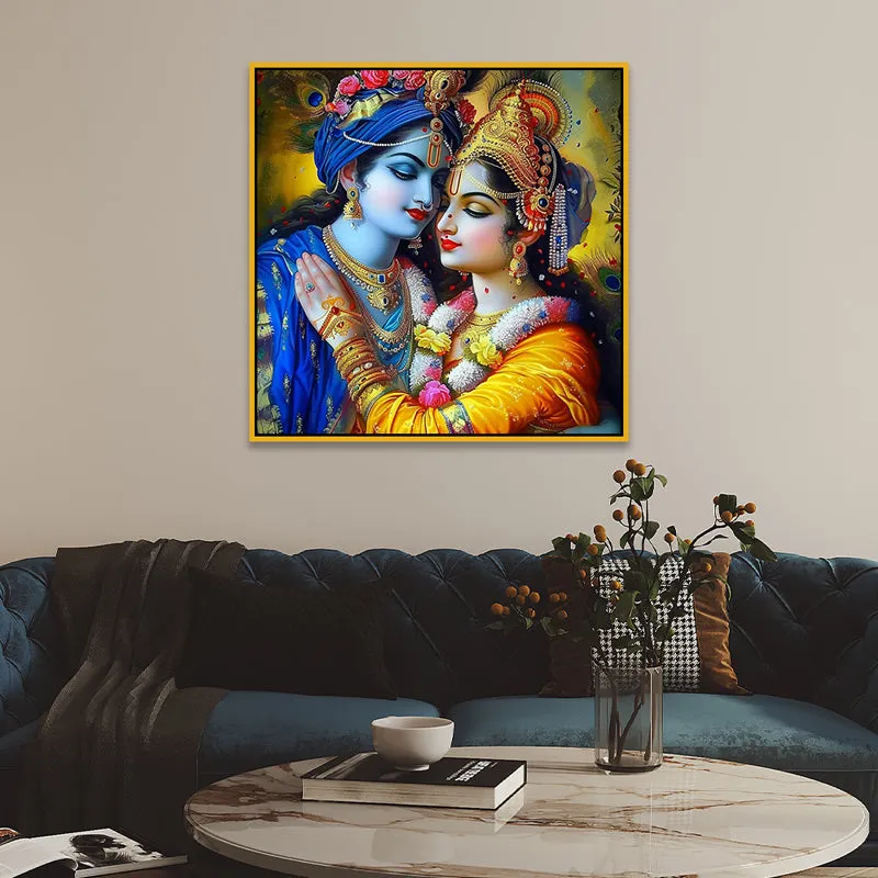 Cosmic Krishna - Radha Canvas Wall Art With Frame media 6
