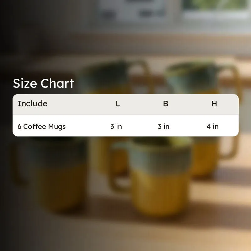 Ceramic Coffee Mug (Mustard,300 mL Each) - Set Of Six media 8