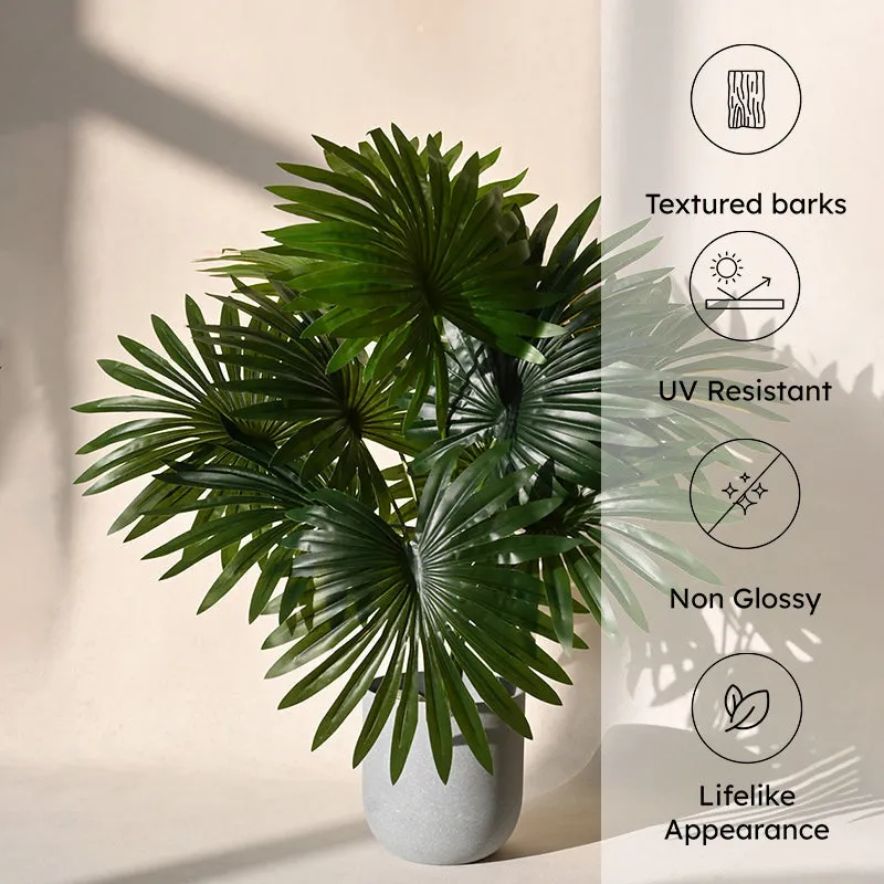 Faux Everlasting Fan Palm With Black Plastic Pot - 58 cm media 8