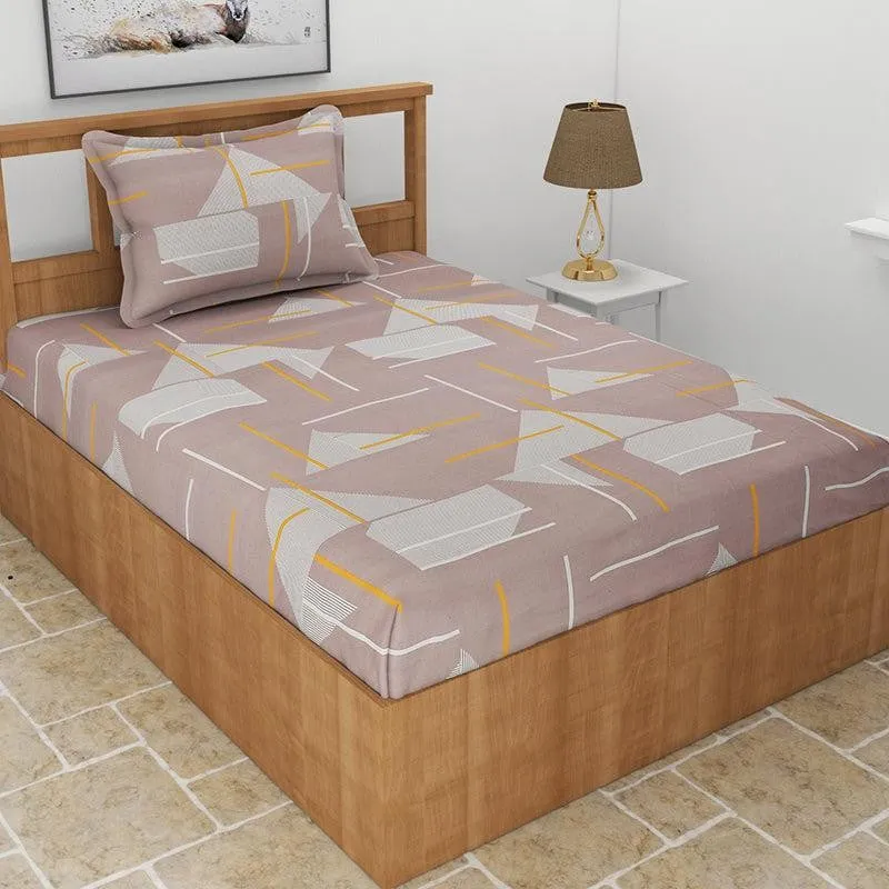 Huxley Abstract Microfiber Bedsheet (Light Brown) - 130 GSM media 3