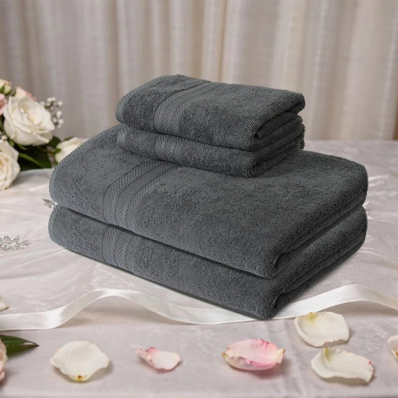 PlushAura Cotton Towel Sets (Dark Grey) - Set of Four media 3