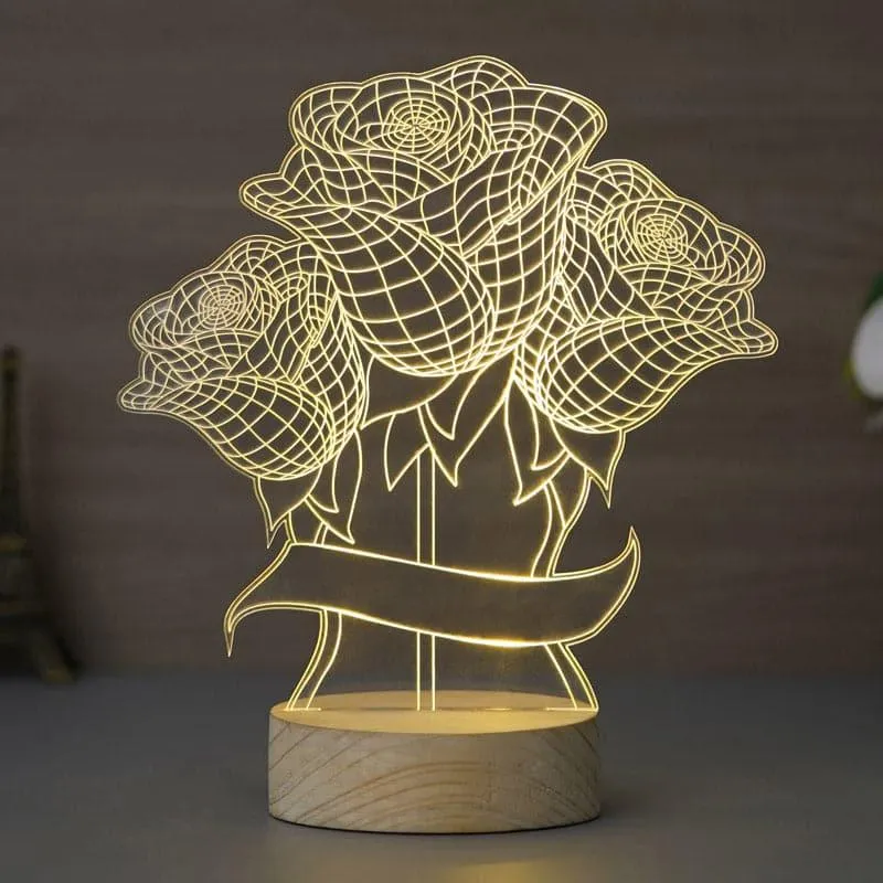 Rose Bloom Luminance LED Acrylic Table Lamp - Brown media 1