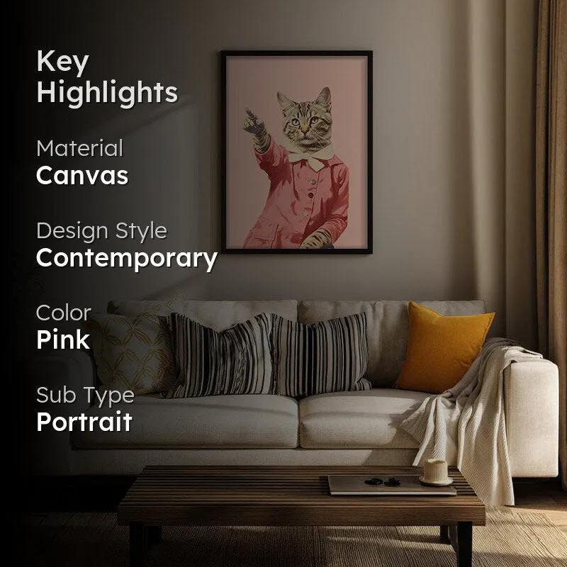 Disco Cat Archival Canvas Wall Art - Black Frame media 2