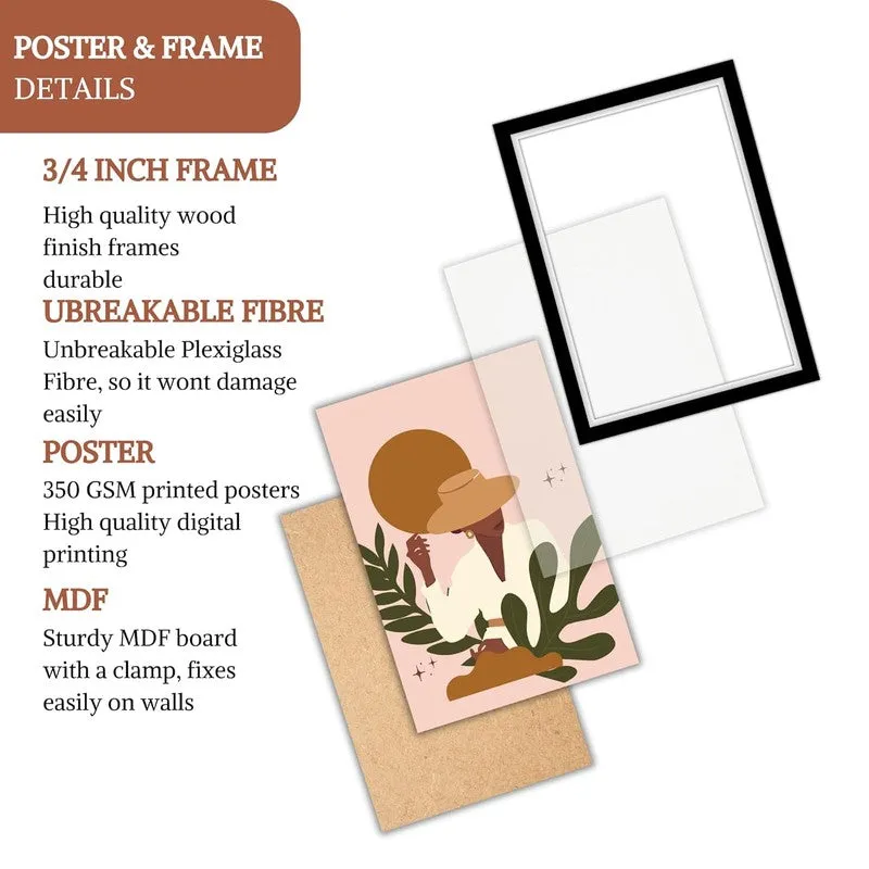 Sunlit Muse Paper Wall Painting With Frame - Black media 4