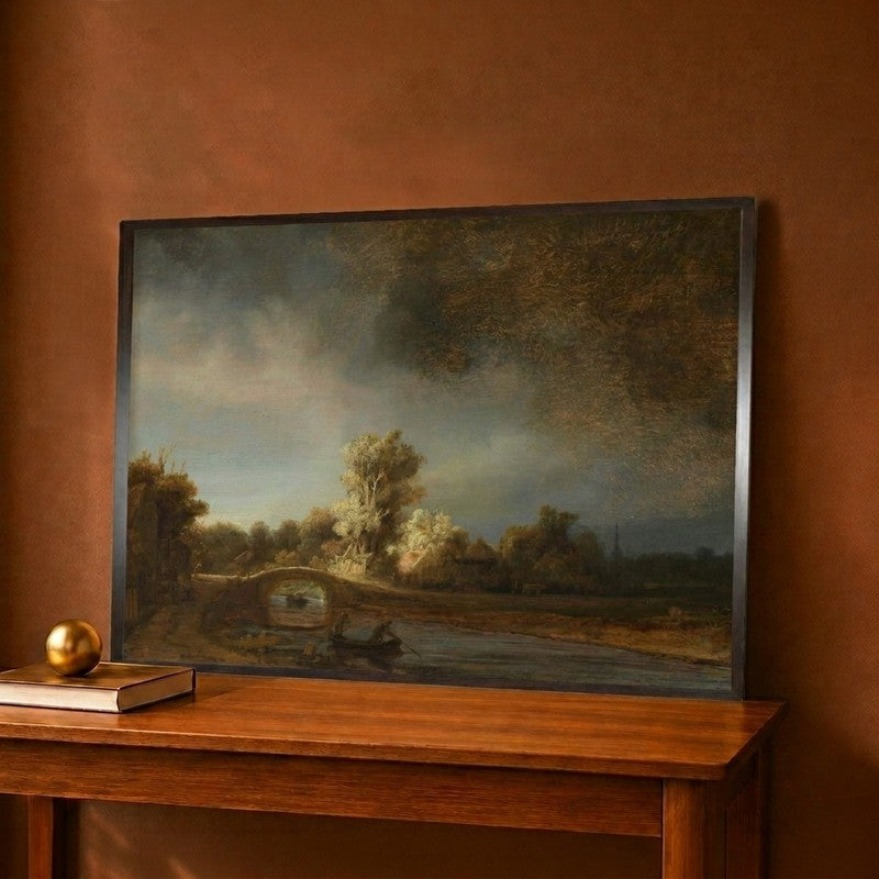 Landscape with a Stone Bridge C.1638 Canvas Wall Painting - 18 x 12 Inches