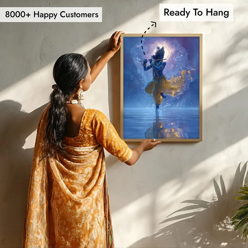 Cosmic Glow of Muralidhara Krishna Archival Paper Wall Art - Natural Brown Frame media 7