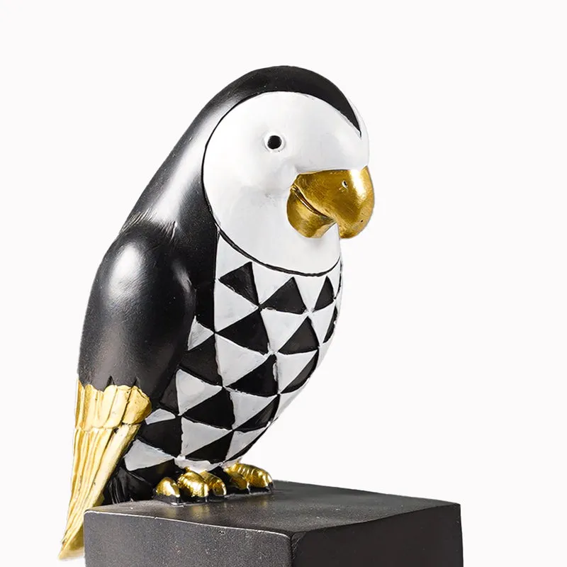 Prismatic Parrot Geometric Painted Resin Showpiece - Black & White media 4