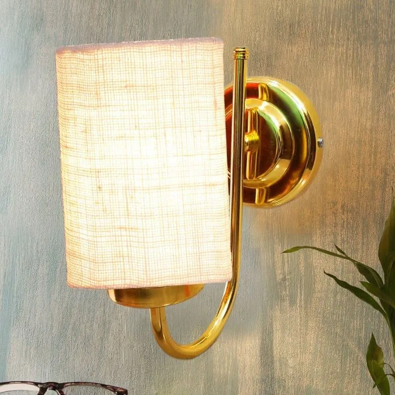 Galora Fabric & Metal Wall Lamp - Beige & Gold media 1