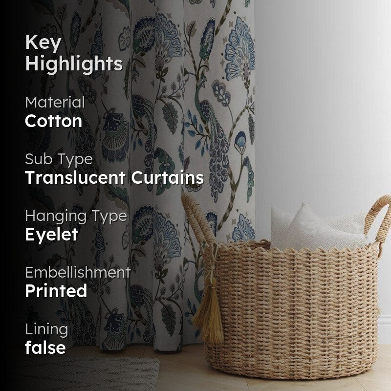 Haruna Single Curtain - Blue media 2