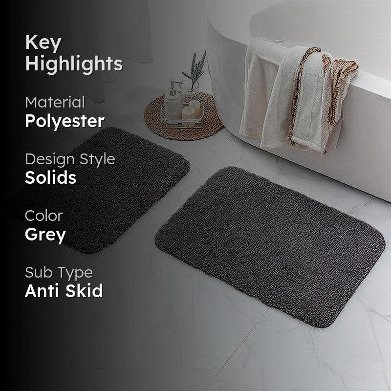 Nautica Cashmere Step Solid Anti-Skid Bath Mat (Dark Grey) - Set Of Two media 2