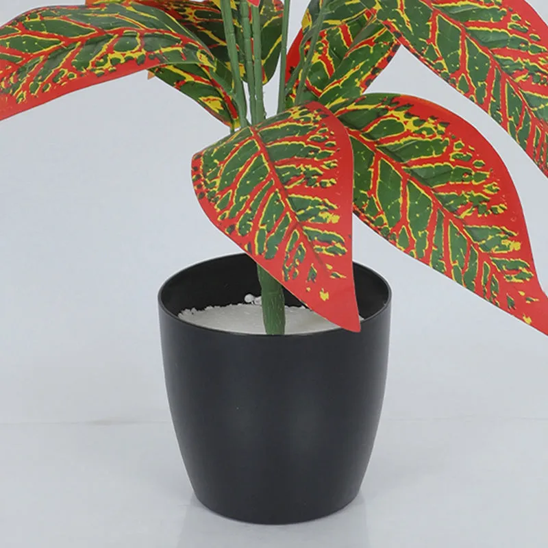 Amazonia Artificial Red Croton Plant With Black Plastic Pot - 2.3 Feet media 4