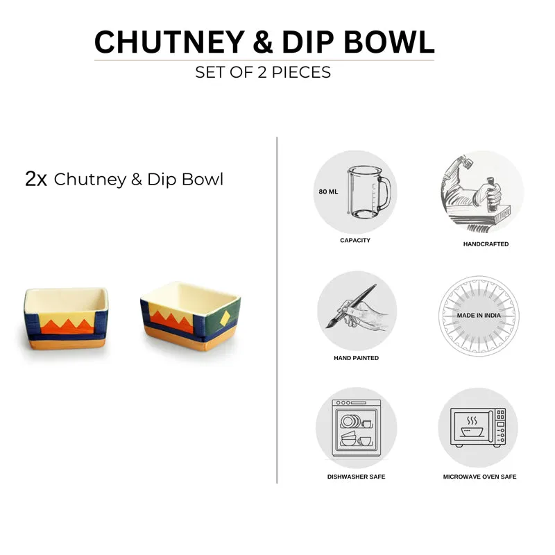 Vertex Handpainted Ceramic Dip Bowl (80 ML) - Set Of Two media 5
