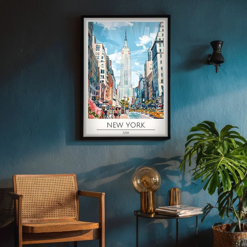 Vintage New York Framed Canvas Wall Painting media 4