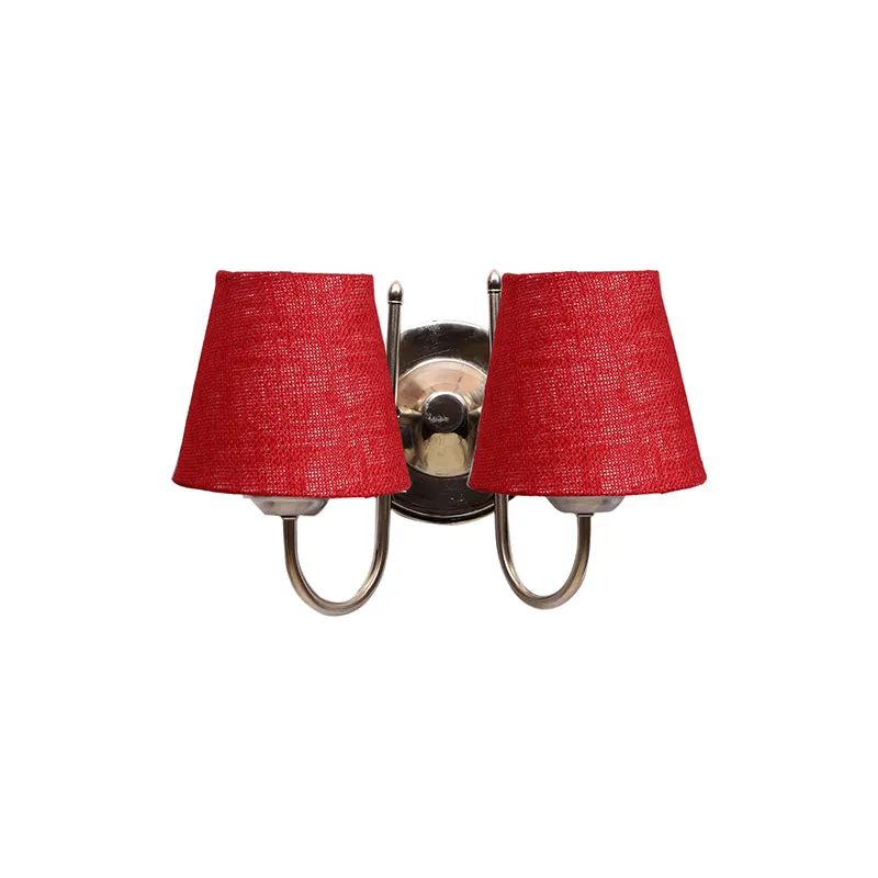 Veda Duo Conical Fabric & Metal Wall Lamp - Maroon media 4