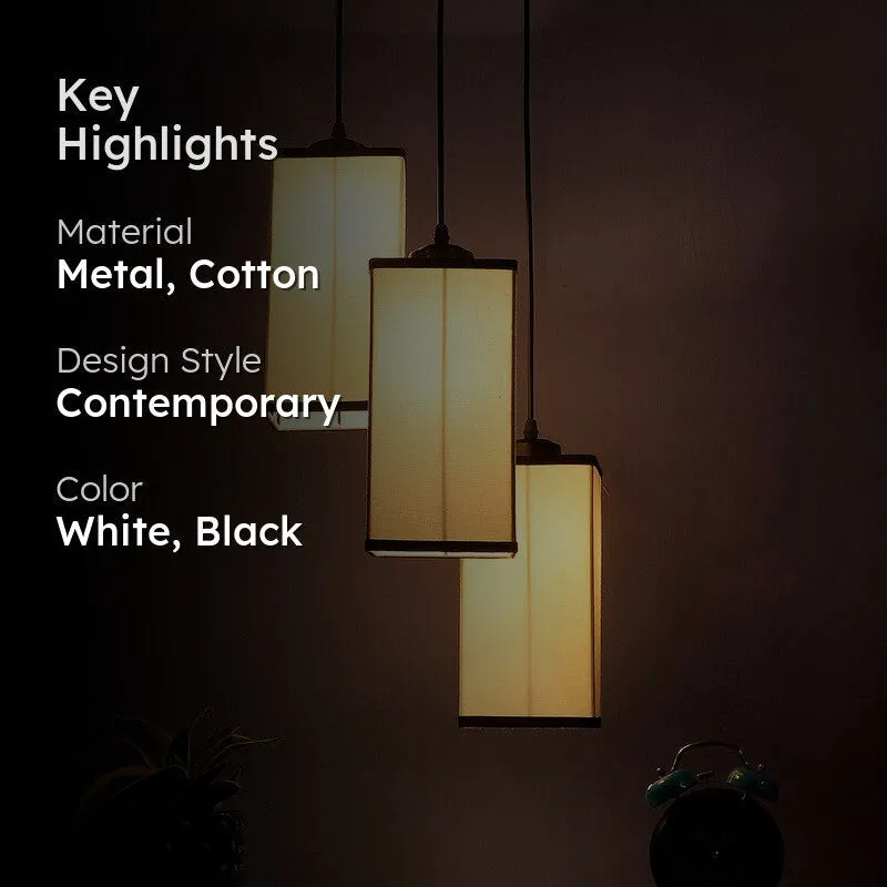 Warm Ivory Triple Metal Ceiling Lamp - White & Black media 2