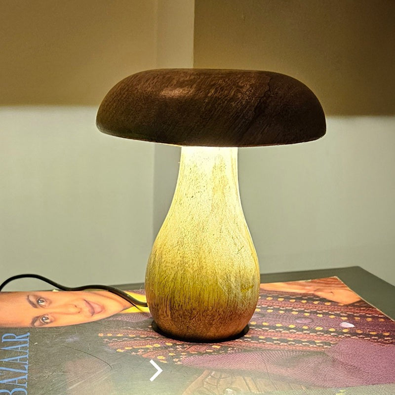 Shrooma Mushwoom Wooden Table Lamp - Brown media 6