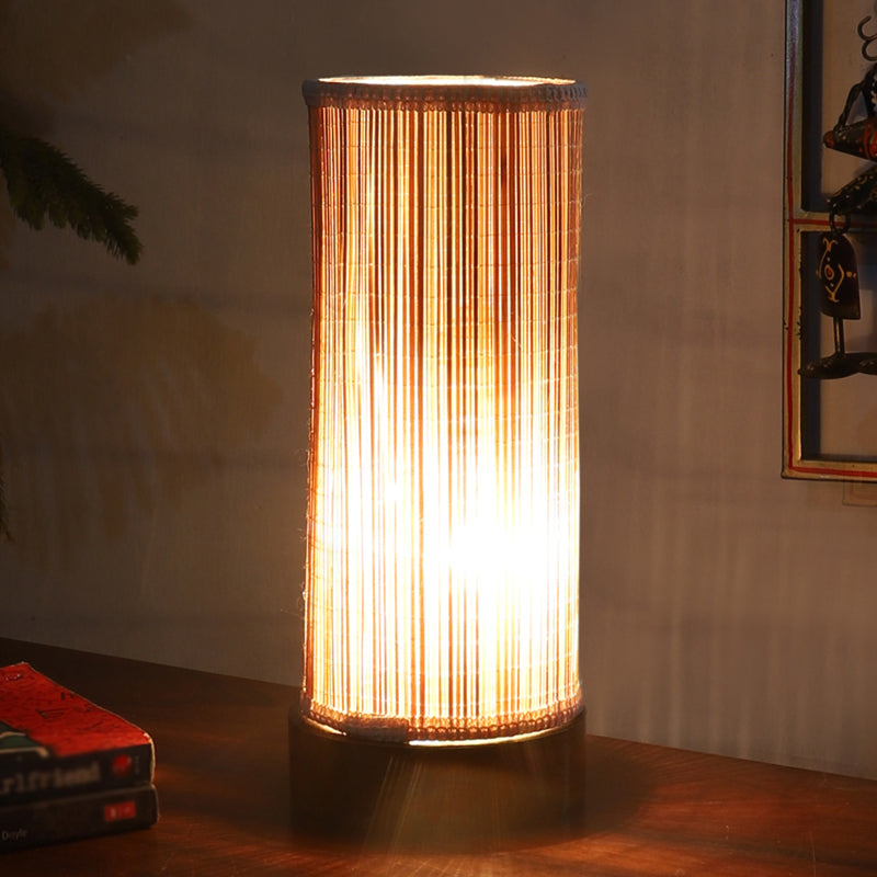 Cylindra Bamboo Table Lamp - Brown