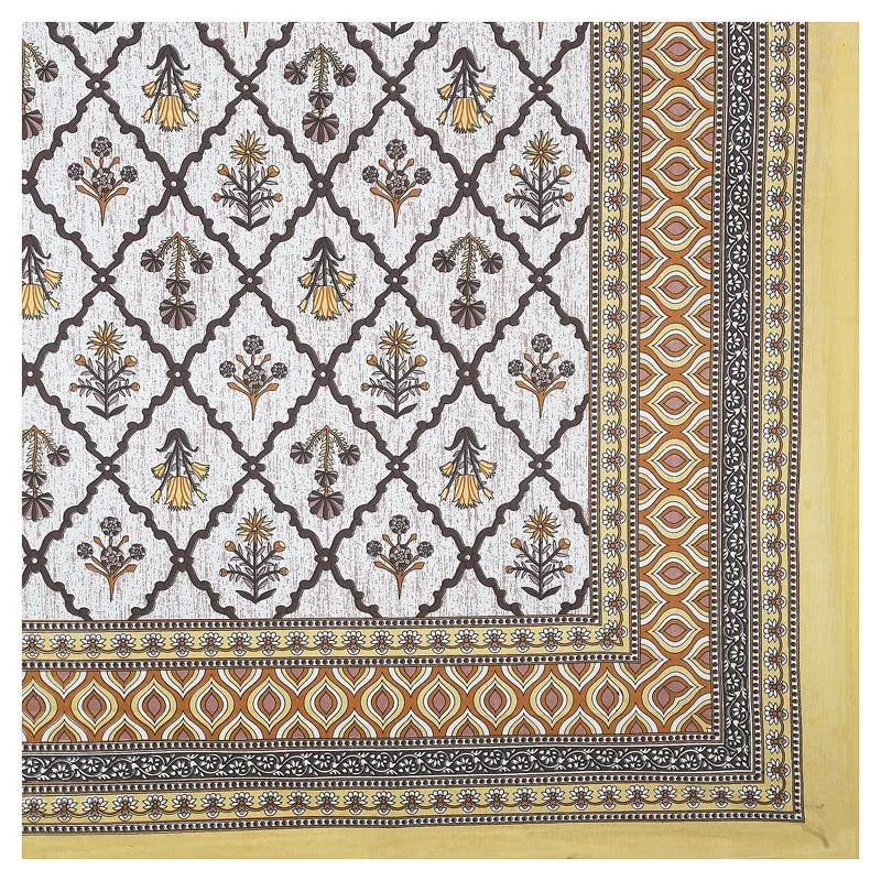 Adhira Ethnic Cotton Bedsheet (Yellow,Blue) - 180 TC media 5