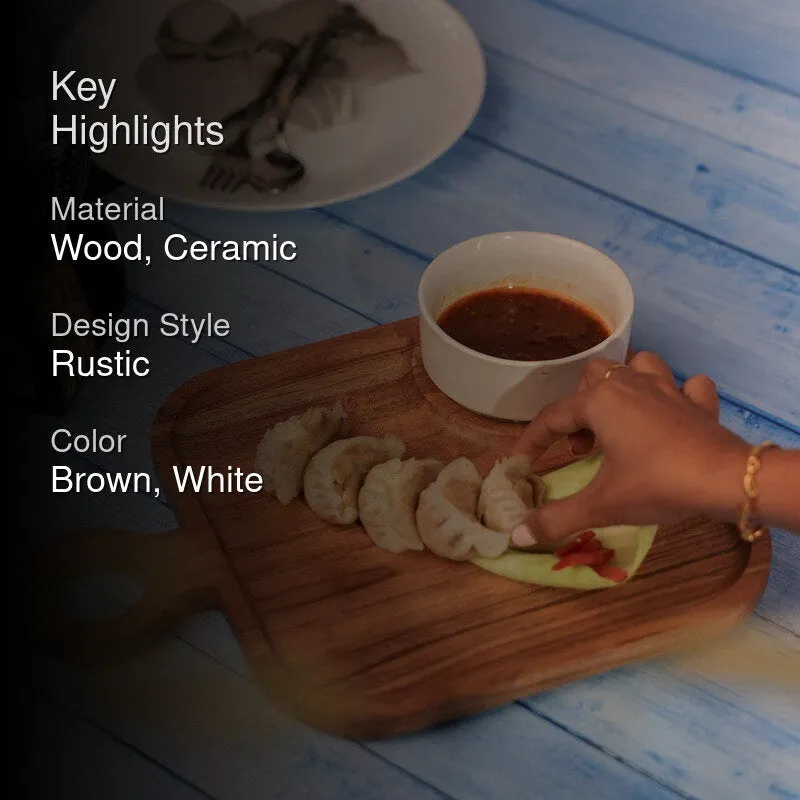 Earth Tone Tasting (Wood,Ceramic) Platter - Two Piece Set media 2