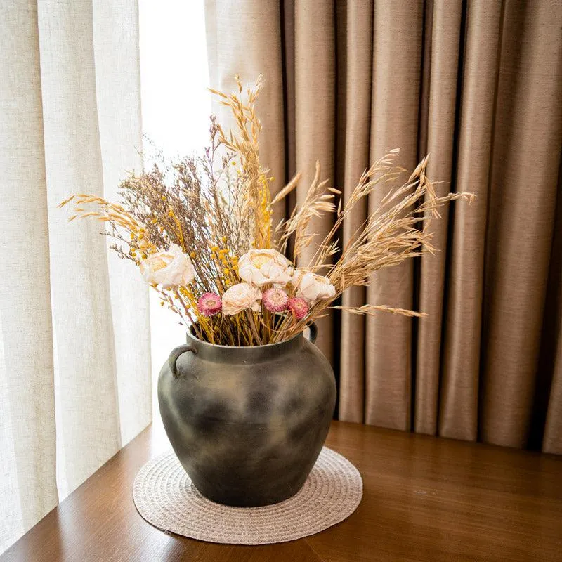 Gaina Antique Vase With Dried Flower Bunch - Two Piece Set media 1