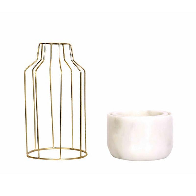 Golden Mesh Eartha Hand Crafted Marble Planter - White media 4
