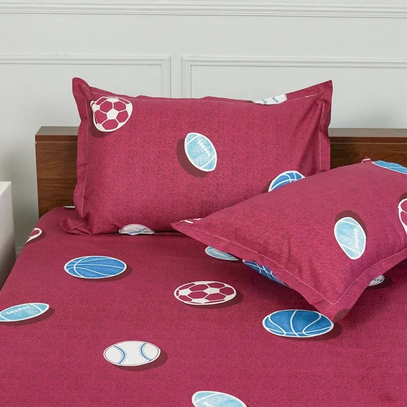 Baseball Dreams Kids Neon Print Cotton Bedsheet (Maroon) - 144 TC media 4