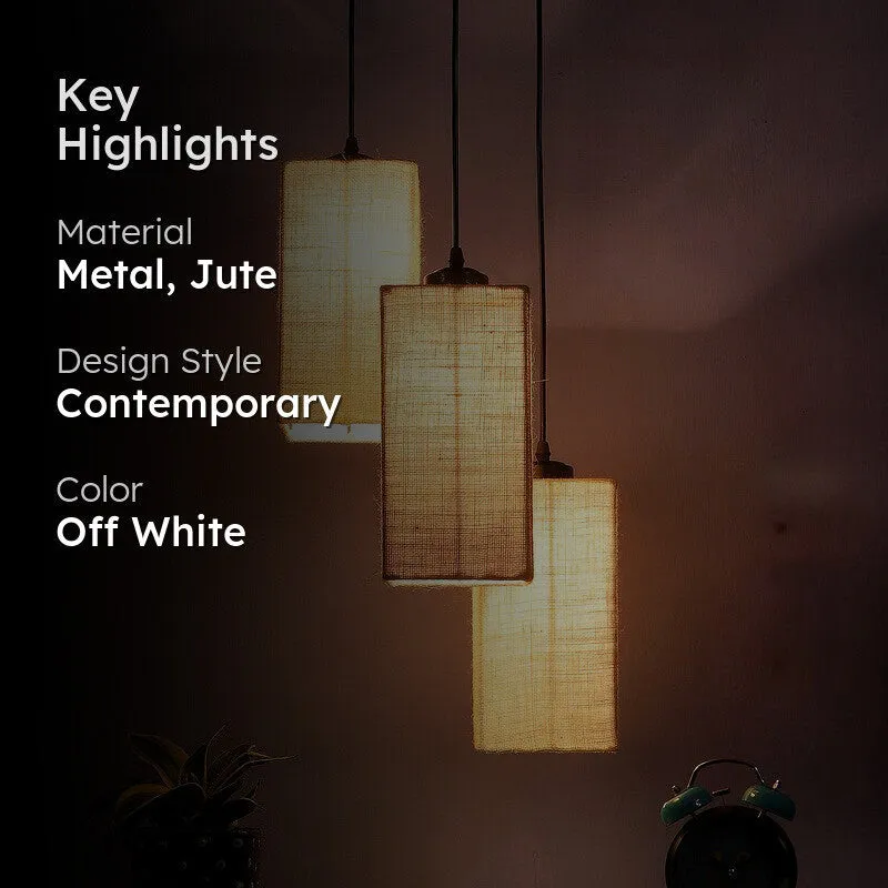 Warm Ivory Triple Metal Ceiling Lamp - Off White media 2