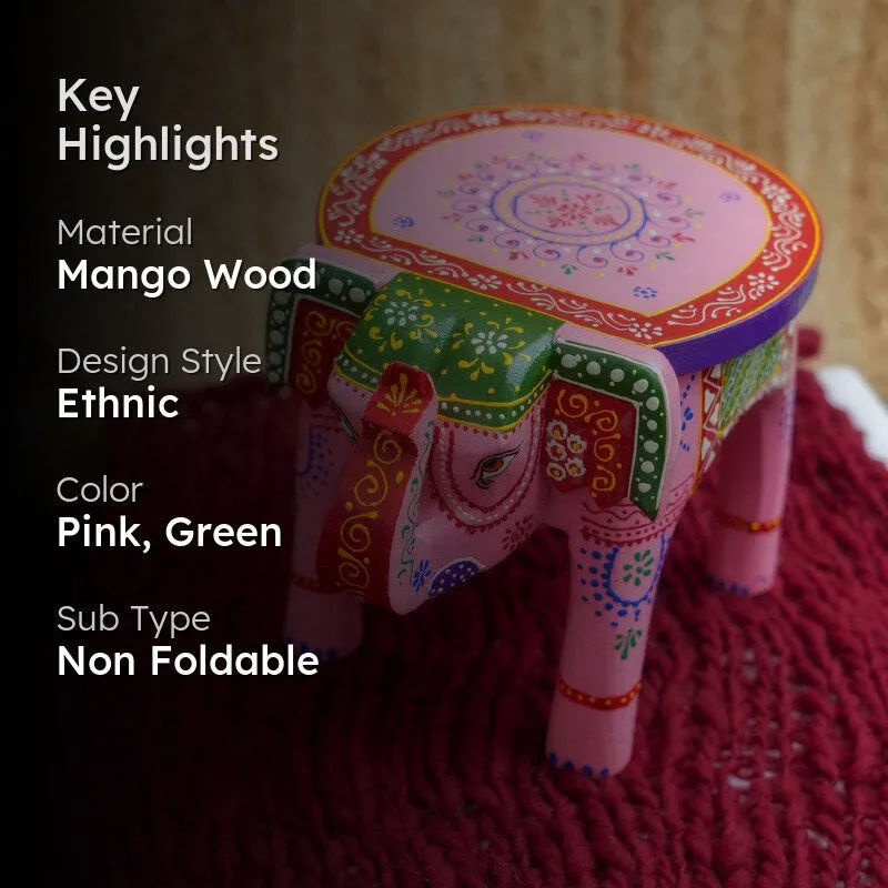 Elvya Handcrafted Painted Mango Wood Stool media 2