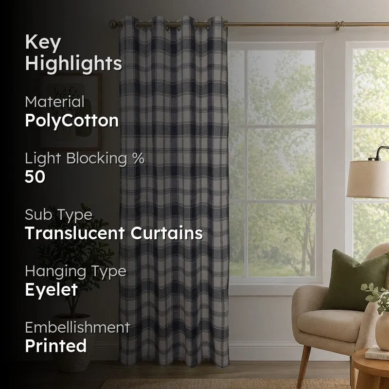 Gridline Drapes Curtain - Navy media 2