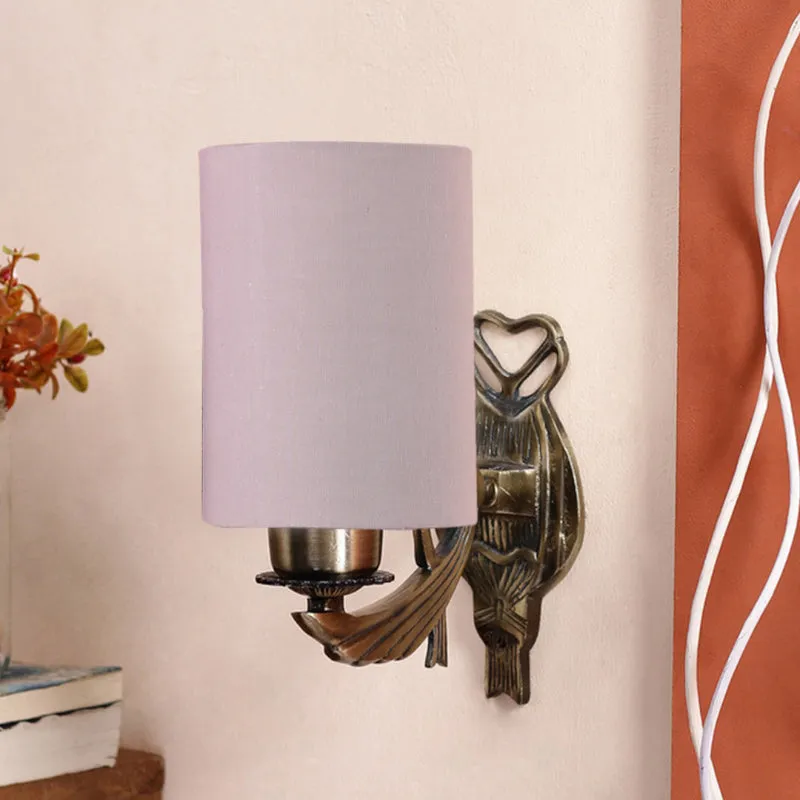 Love Gleam Atva Cylindrical Fabric & Metal Wall Lamp - Grey media 3
