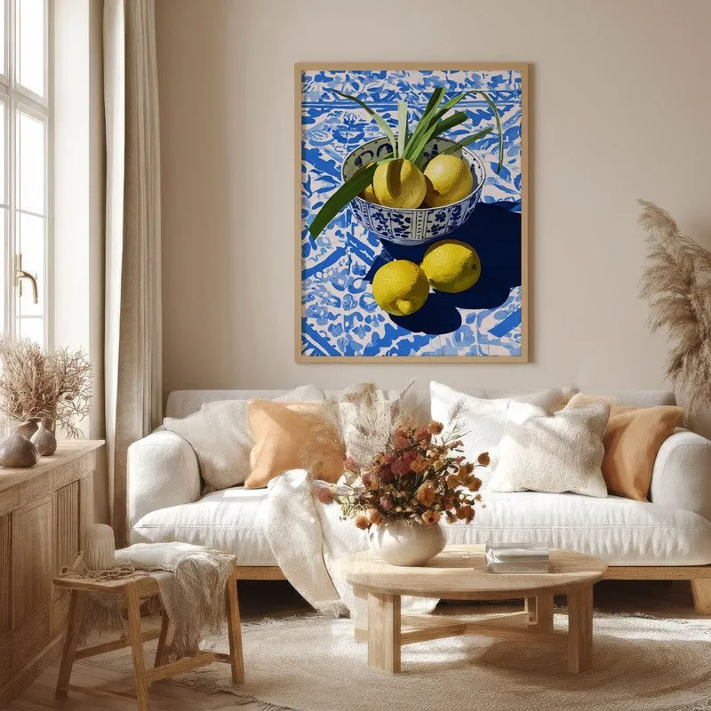 Citrus Bowl Canvas Wall Painting - Brown Frame media 4