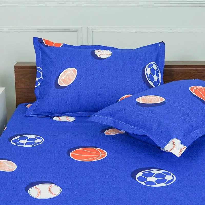 Baseball Dreams Kids Neon Print Cotton Bedsheet (Blue) - 144 TC media 4