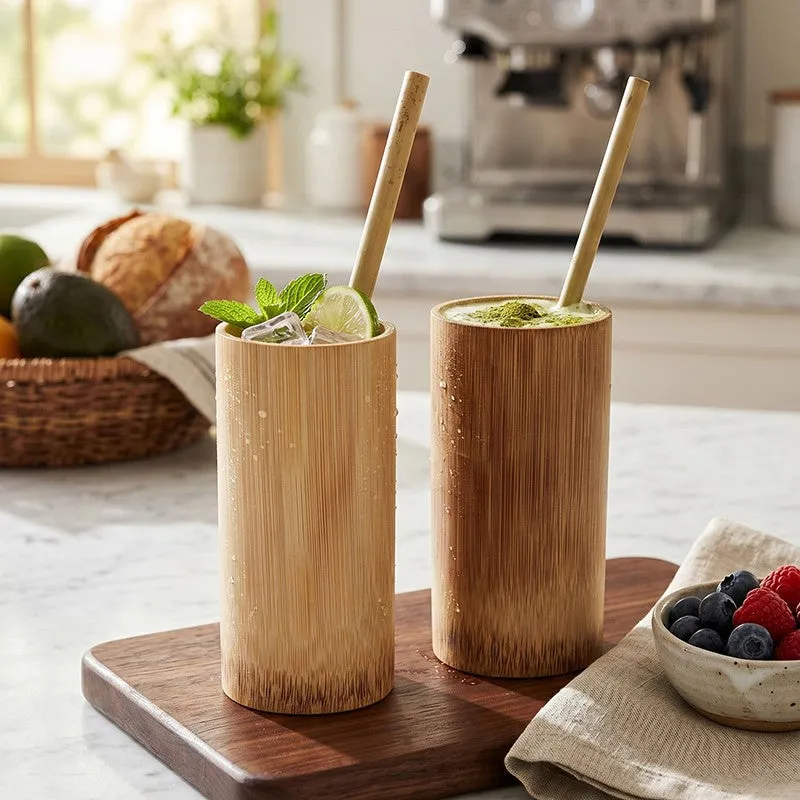 Rustic Sip Bamboo Juice Glasses (400 mL Each)- Set of Two media 5
