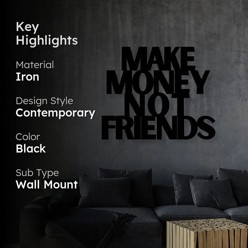 Black quote wall accent styled above a sofa in a contemporary room