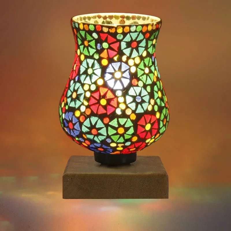 Auracraft Mosaic Glass Table Lamp With Wooden Base - Multicolor media 8