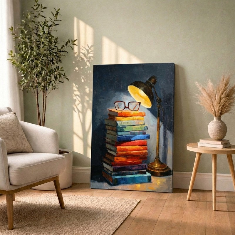 Books & Light Still Life Canvas Wall Art