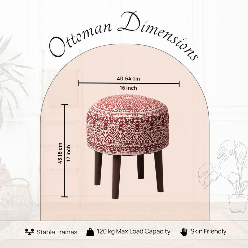 Dona Cotton Ottoman (Red) - Set Of Two media 6