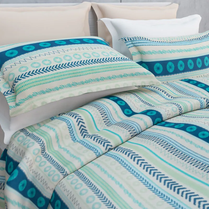Florelle Strips Cotton Bedsheet (Blue) - 144 TC media 10