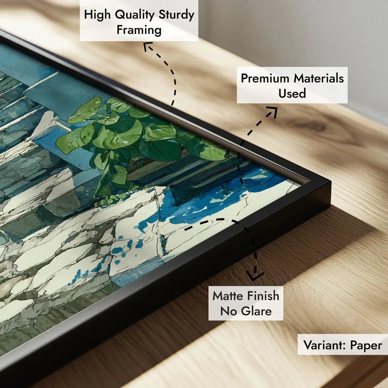Coastal Village Canvas Wall Painting - Black Frame media 6