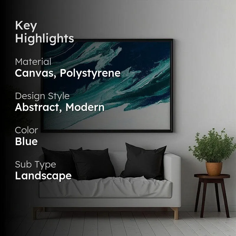 Green and Blue Wave Painting - Black Frame media 2